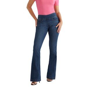 Womens Jeans Flare Leg Stretch Pull On Super High Rise Sofia Vergara Melisa Blue